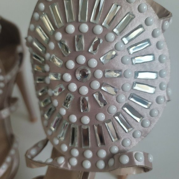 Women Rhinestone Rose Gold Public Desire Gladiator high Heel - Picture 3 of 9